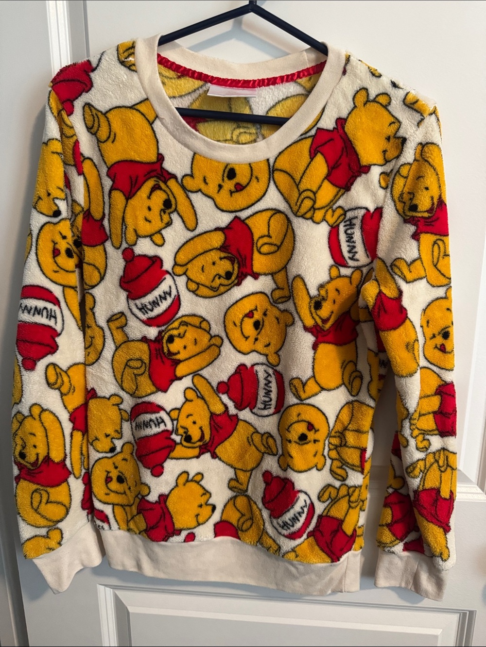 Disney Winnie the Pooh Fleece Pullover Sweatshirt - Yellow & Red
